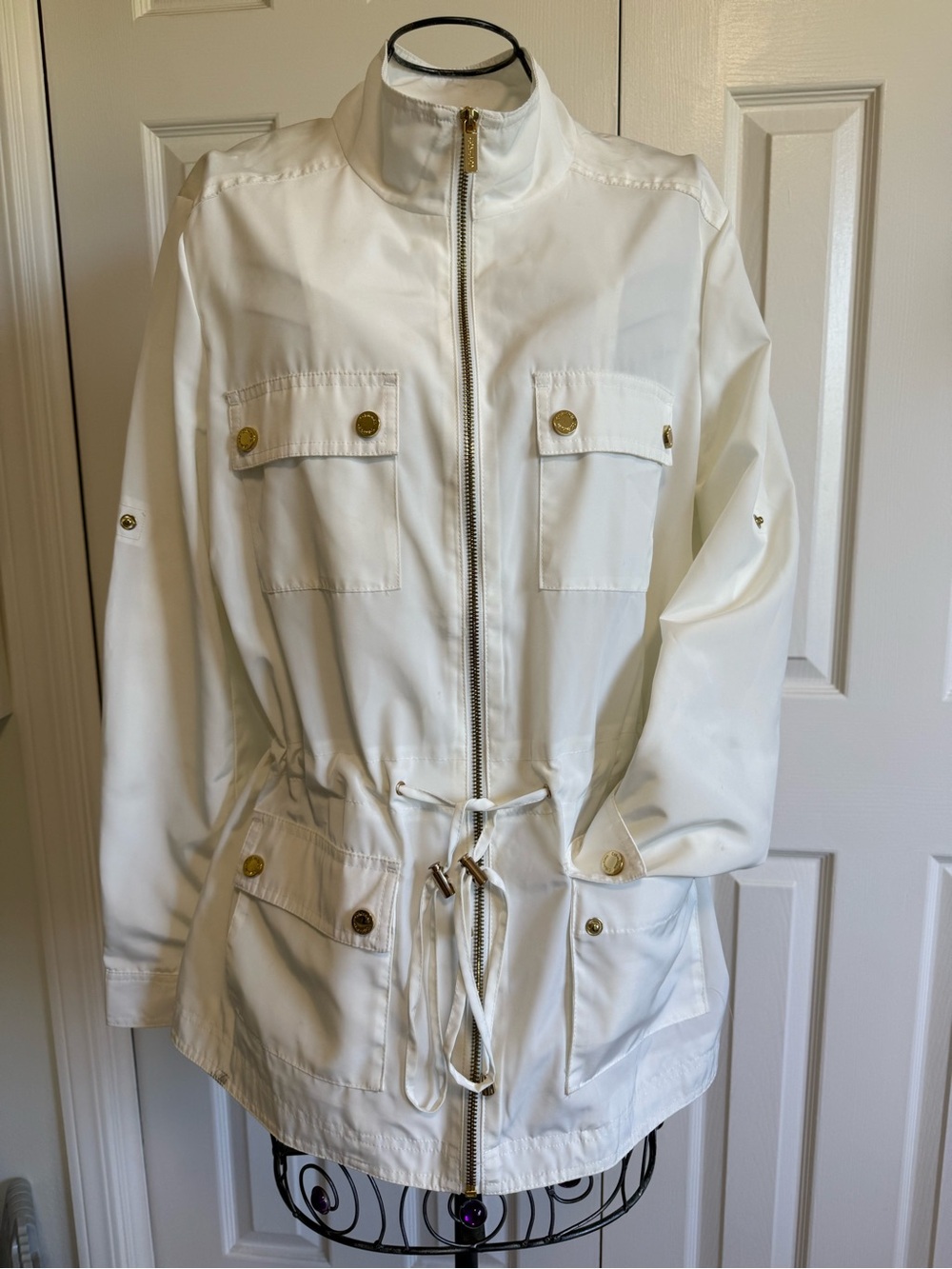 Calvin Klein White Utility Jacket with Gold-Tone Hardware - Picture 2 of 12